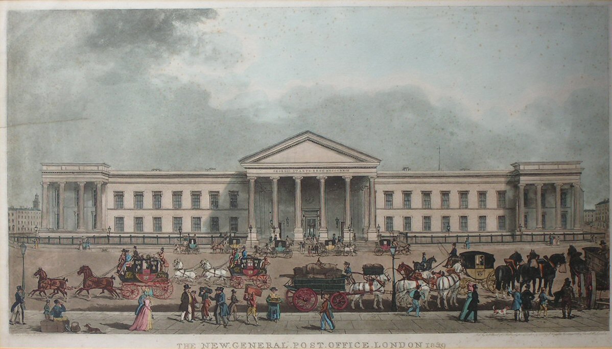 Aquatint - The New General Post Office, London, 1829 - Pollard